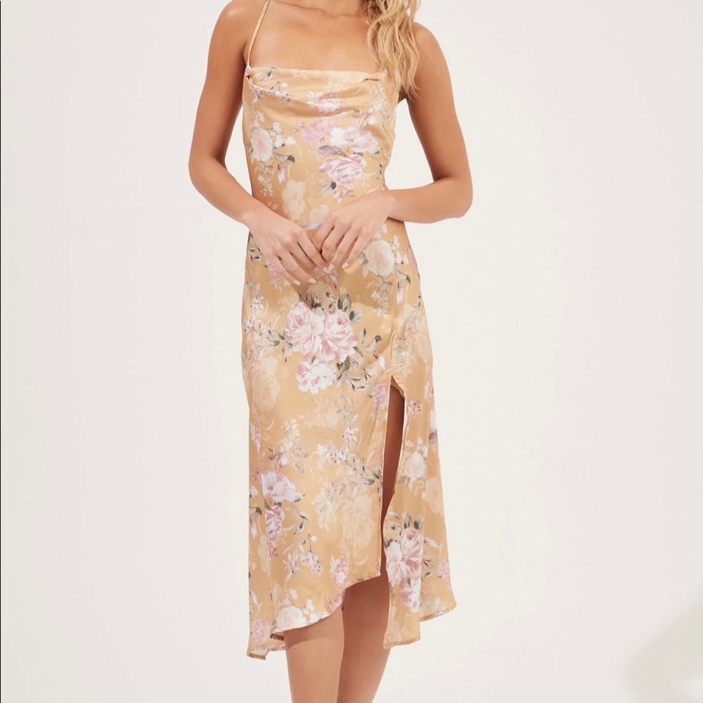 Gaia Floral MIDI Dress Mustard Floral Small, ASTR